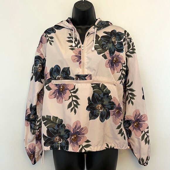 Thread & Supply 1/4 Zip Floral Windbreaker, Size XS - Picture 1 of 13